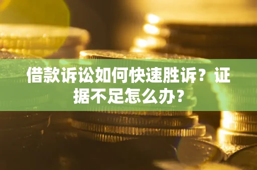 武汉借款诉讼如何快速胜诉？证据不足怎么办？